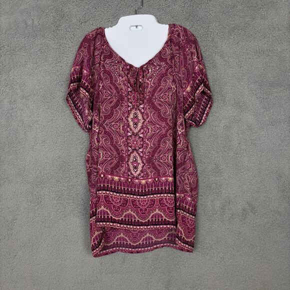 Dressbarn Top Rhinestones Women Size X-Large Tasseled Romantic Relaxed - Picture 1 of 14